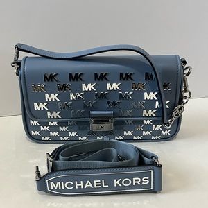 Michael Kors Bradshaw Studded Small Convertible Shoulder Bag Crossbody Chambray